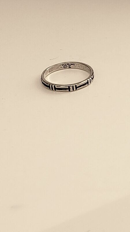 Vintage 2.6mm Sterling Silver Engraved Bamboo Style Ring Size 6.75