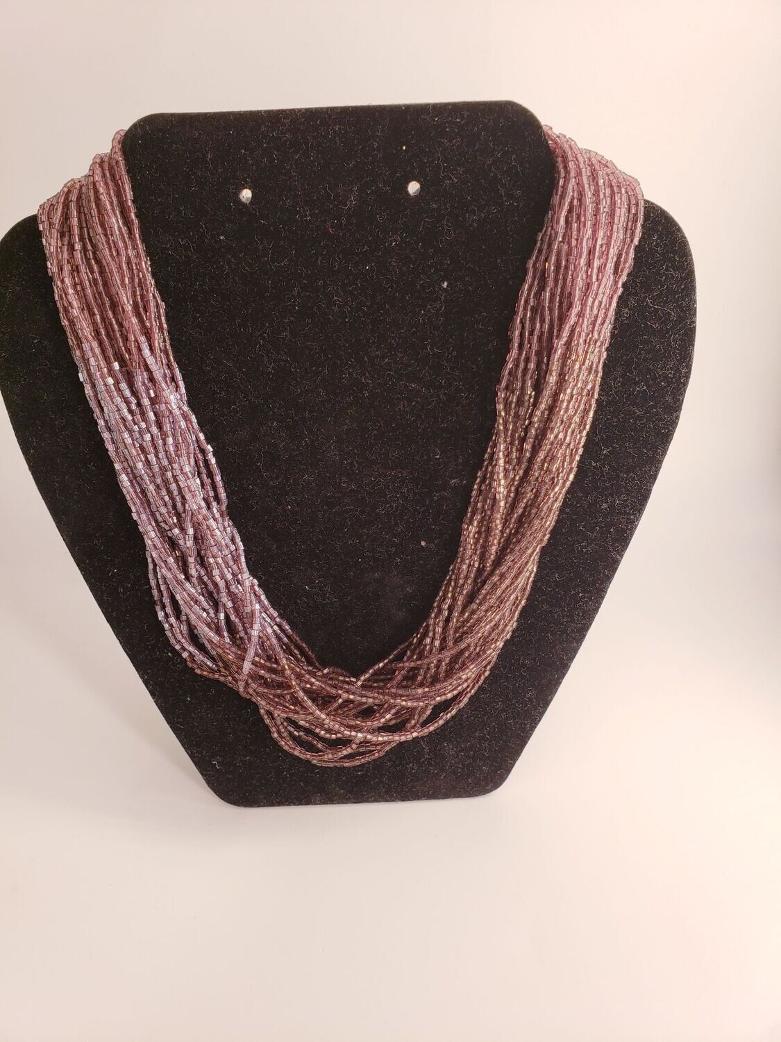 Vintage Signed Kenneth J. Lane Seed Bead Necklace Sterling Silver 18"
