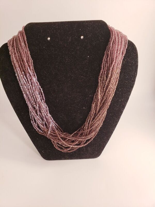Vintage Signed Kenneth J. Lane Seed Bead Necklace Sterling Silver 18"