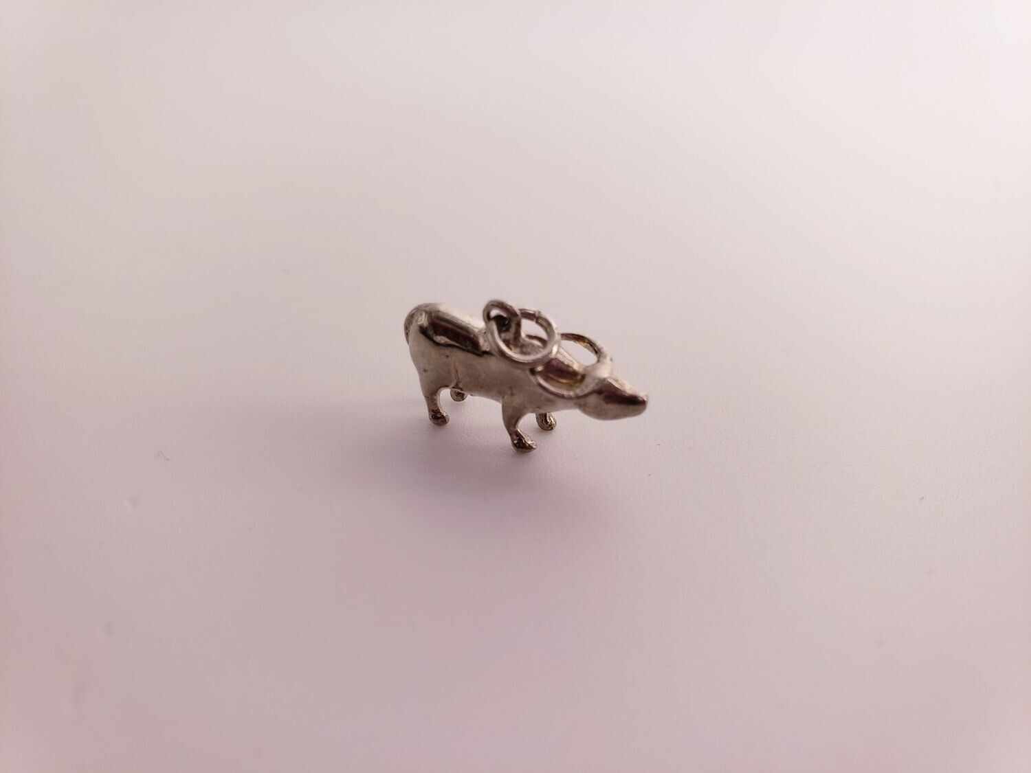 Vintage 3d Sterling Silver Water Buffalo Charm Pendant