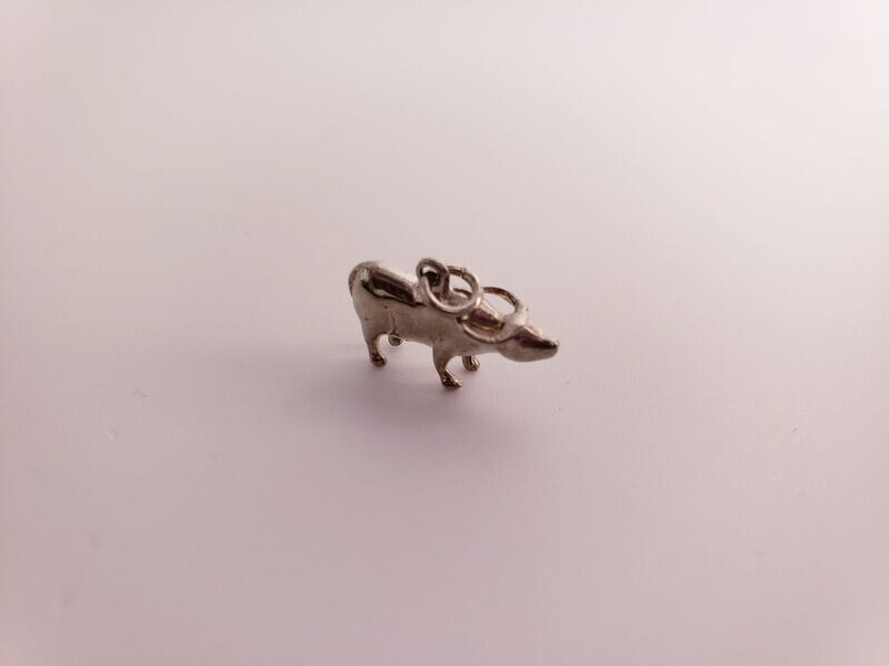 Vintage 3d Sterling Silver Water Buffalo Charm Pendant