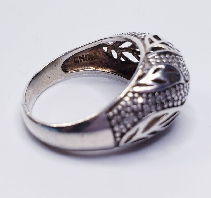 Sterling Silver Handmade Leaf CutOut  Dome Ring Size 9