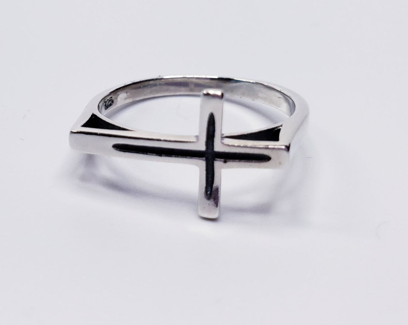 Vintage Sterling Silver Solid Cross Ring Size 10