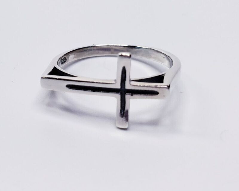 Vintage Sterling Silver Solid Cross Ring Size 10