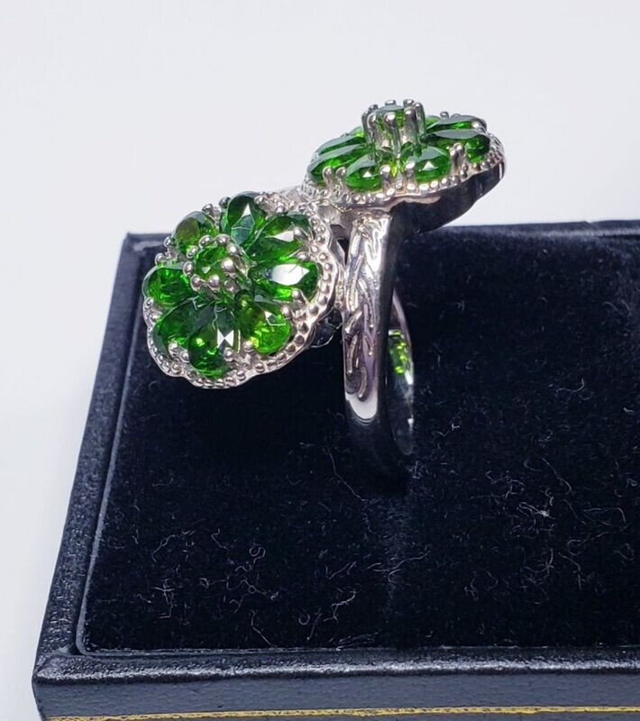 Sterling Silver TSavorite Garnet Cocktail Style Ring Size 7