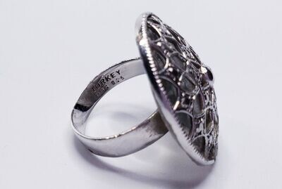 Vintage Hand Made Geometric Design Turkish Filigree Dome Style Ring Sz5 Estate