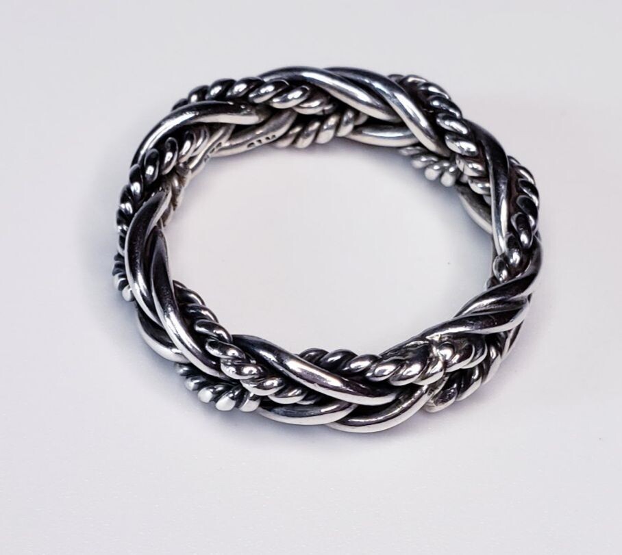 Sterling Silver Vintage Handmade Braided Band Ring Size 12