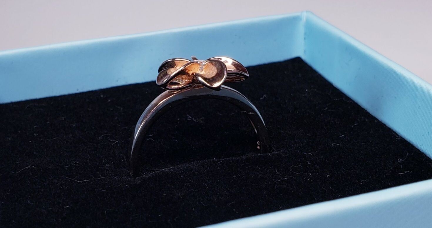 Vintage Rose Gold Vermeil Over Sterling Silver Floral Plumeria Style Ring Sz10