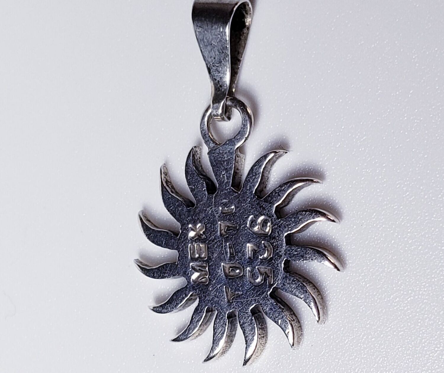 Vintage Sterling Silver Engraved Sun Charm Pendant