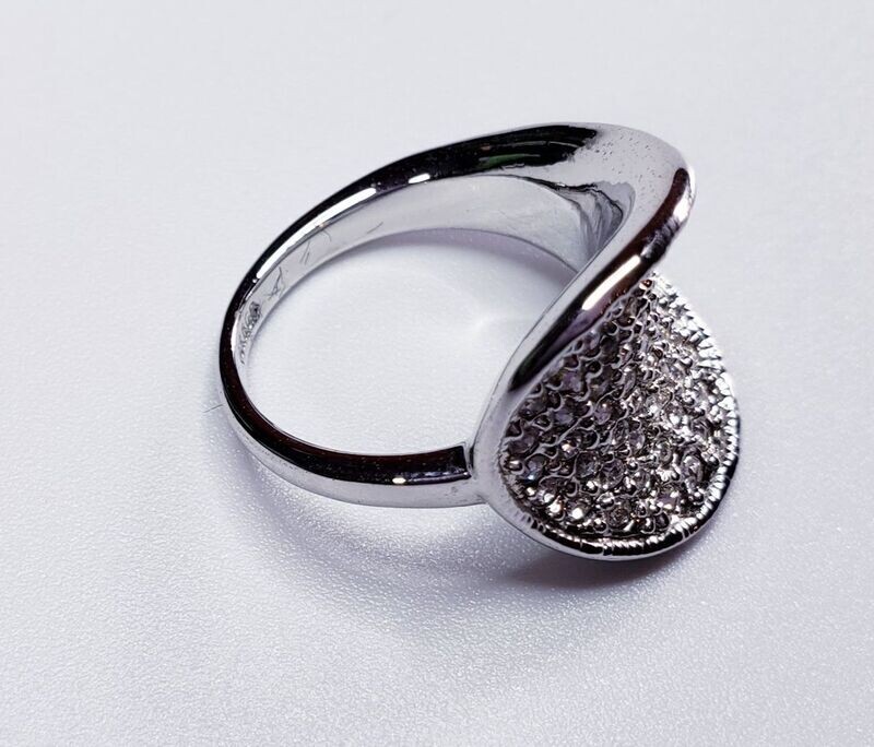Vintage Sterling Silver Classic Cz Concave Style Ring Size 5