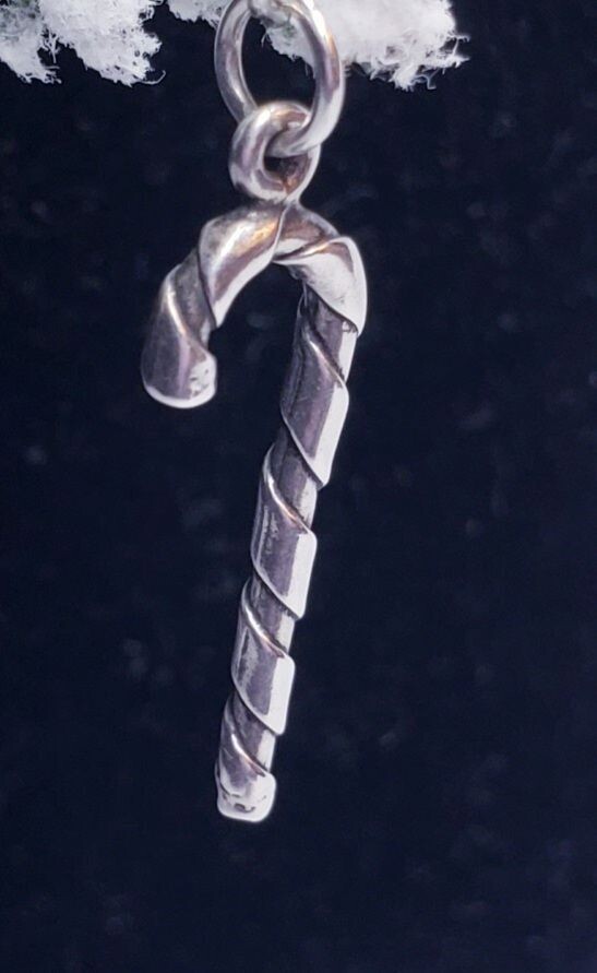 Vintage Sterling Silver 3D Candy Cane Charm Pendant