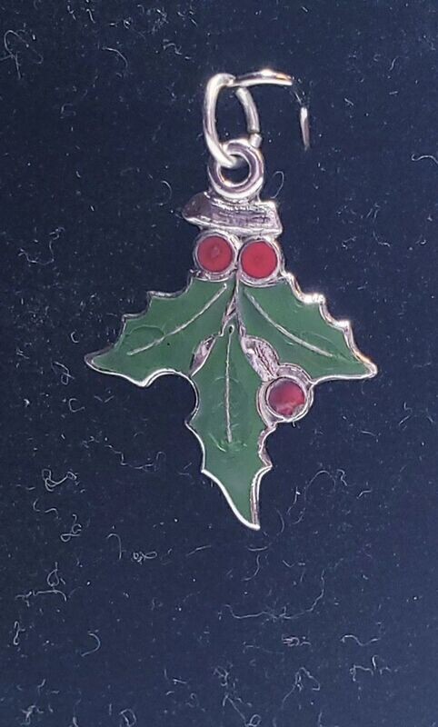 Vintage Sterling Silver Mistletoe Charm Pendant