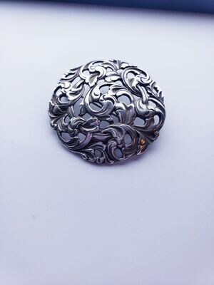 Sterling Silver 830 Art Deco Filigree Floral Brooch Pin