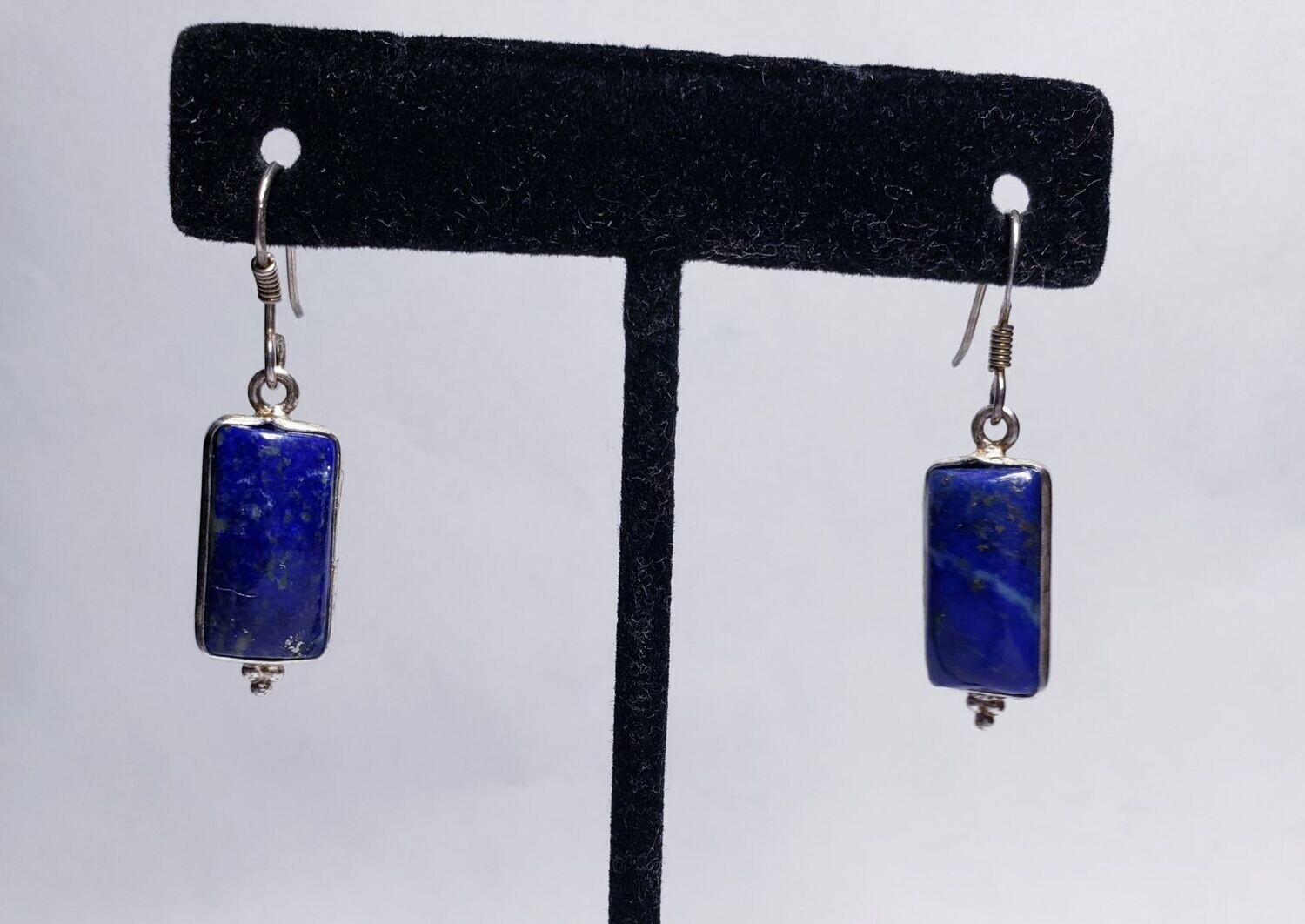 Vintage Sterling Silver Lapis Lazuli Dangle Earrings