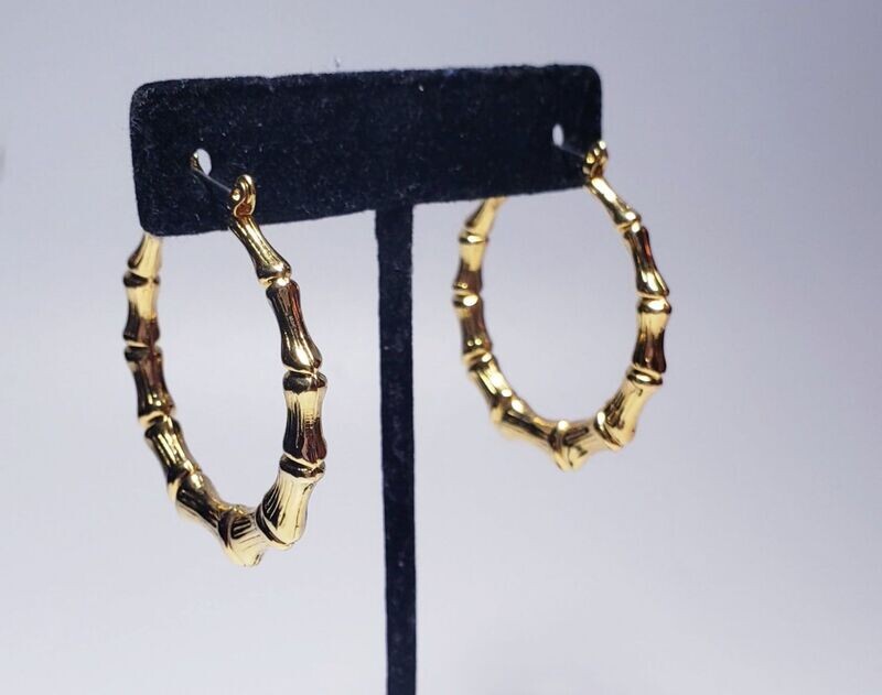 Vintage Costume Bamboo Style Hoop Earrings