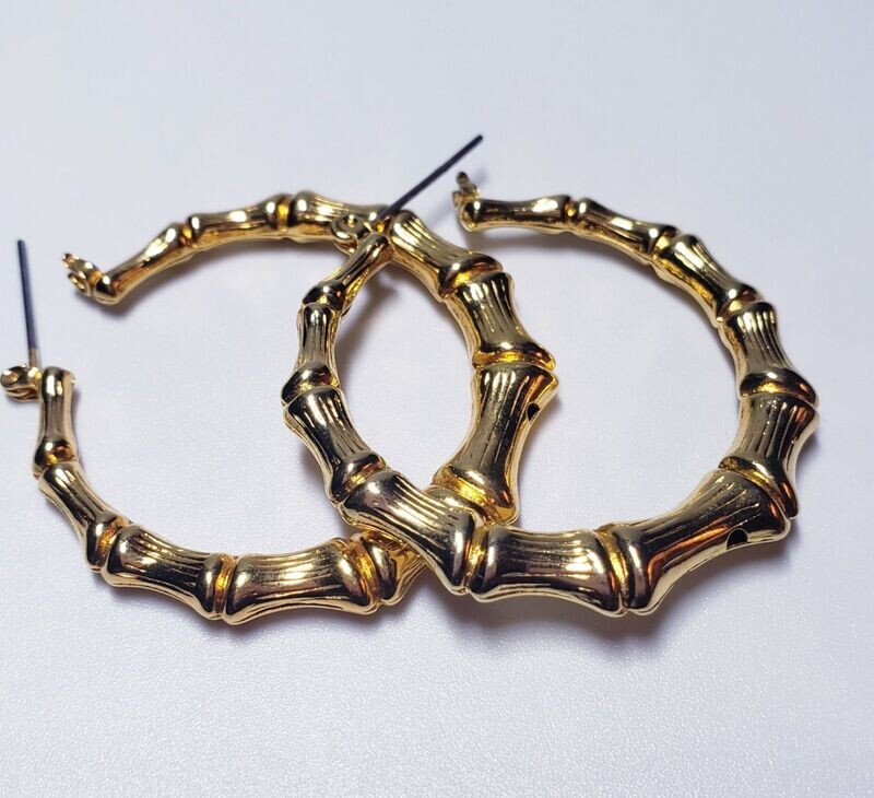 Vintage Costume Bamboo Style Hoop Earrings