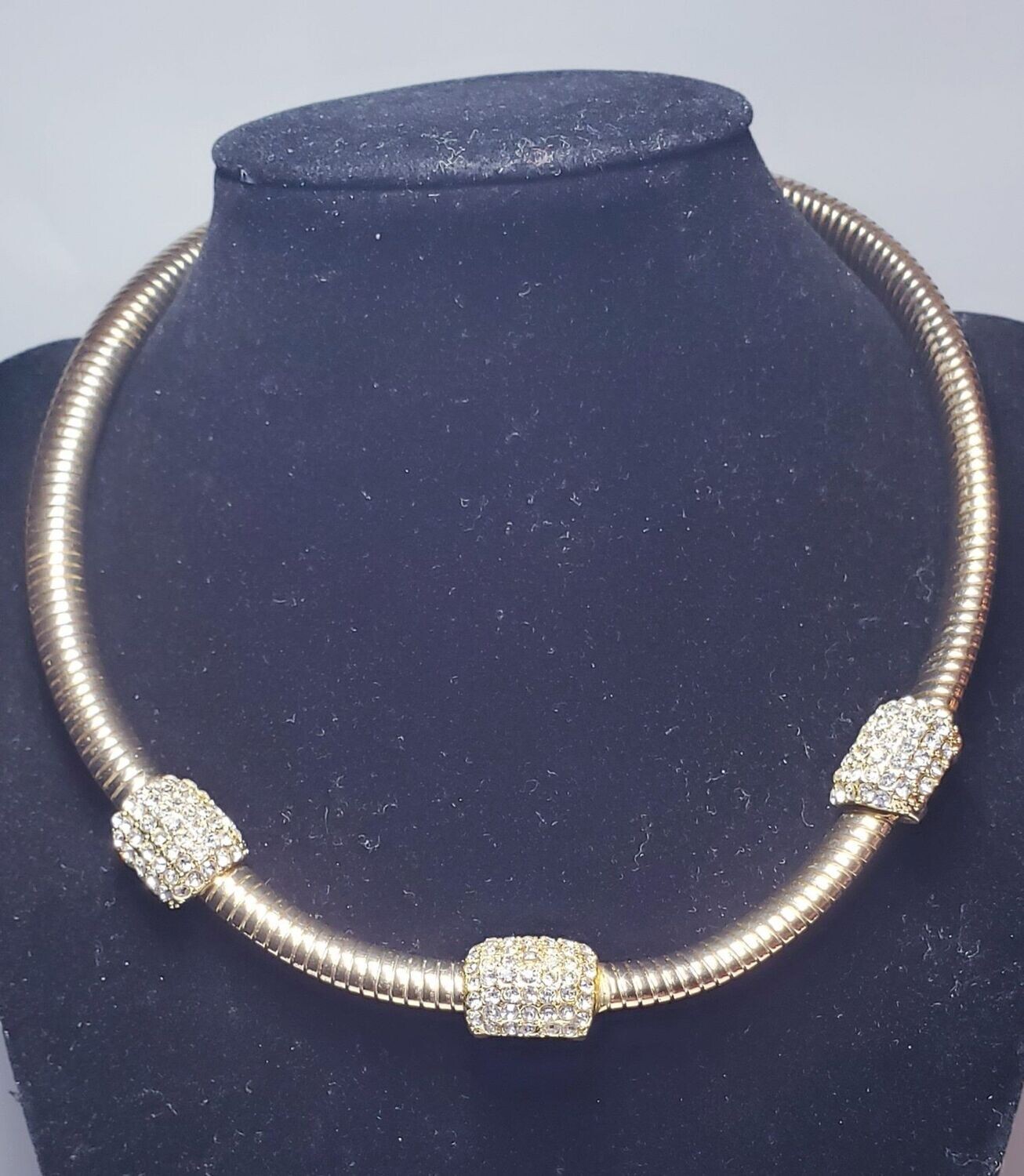Vintage Costume Omega Style Choker Necklace with Cz