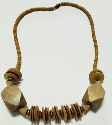 Vintage Handcarved Tribal Wooden Bead Necklace 20"