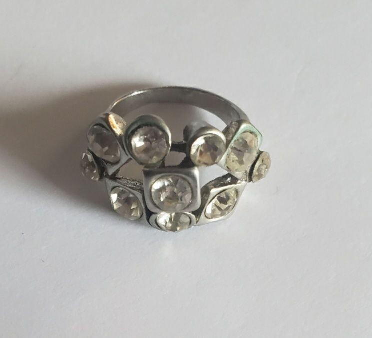 Vintage Costume CZ Geometric Style Ring
