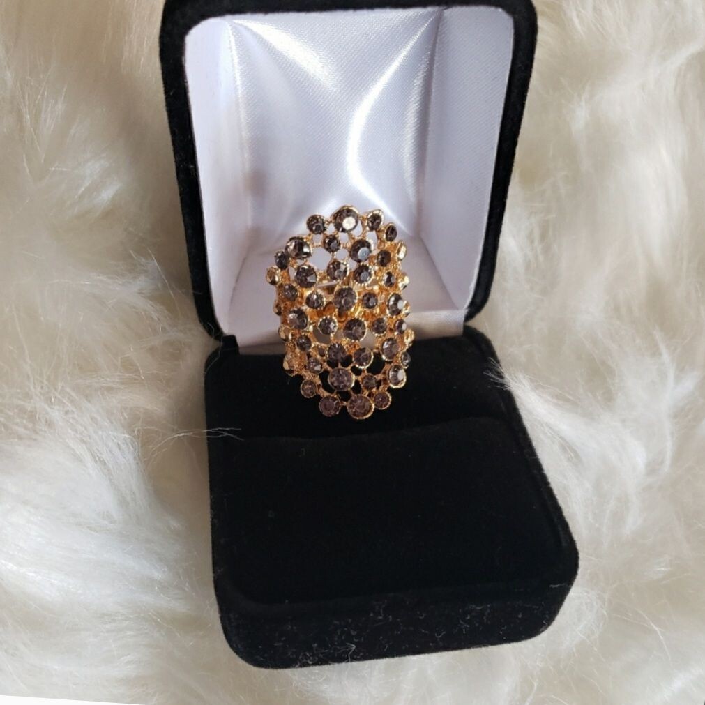 Vintage Costume Chocolate Cz Cocktail Ring.