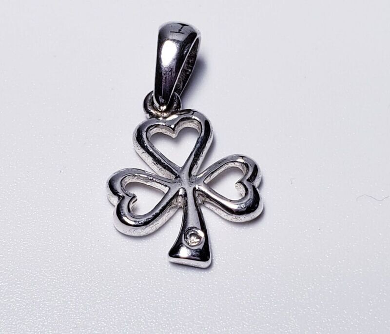 Sterling Silver Irish Lucky Shamrock Charm Pendant