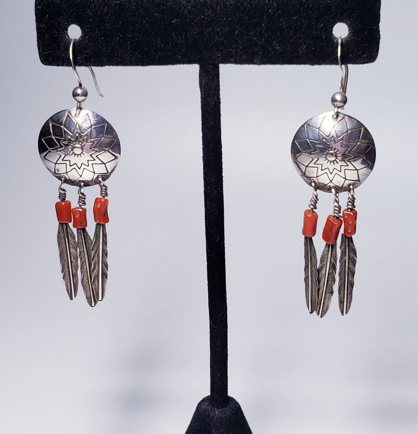 Dream Catcher Native America Domed Style Dangle Earrings