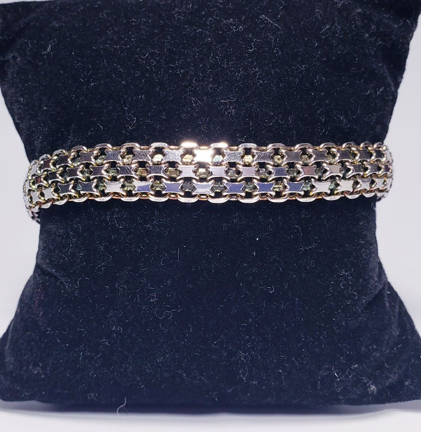 Italian Made 5 Row Bismark Style Sterling Silver Soft Bangle Bracelet 7.5"