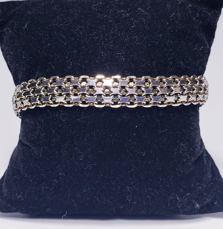 Italian Made 5 Row Bismark Style Sterling Silver Soft Bangle Bracelet 7.5"
