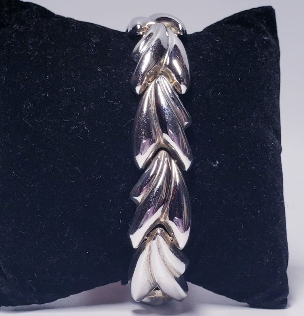 Vintage Sterling Silver Puffed Wavy Fancy Style Milor Stampato Bracelet 8.5"