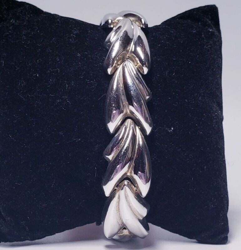 Vintage Sterling Silver Puffed Wavy Fancy Style Milor Stampato Bracelet 8.5"