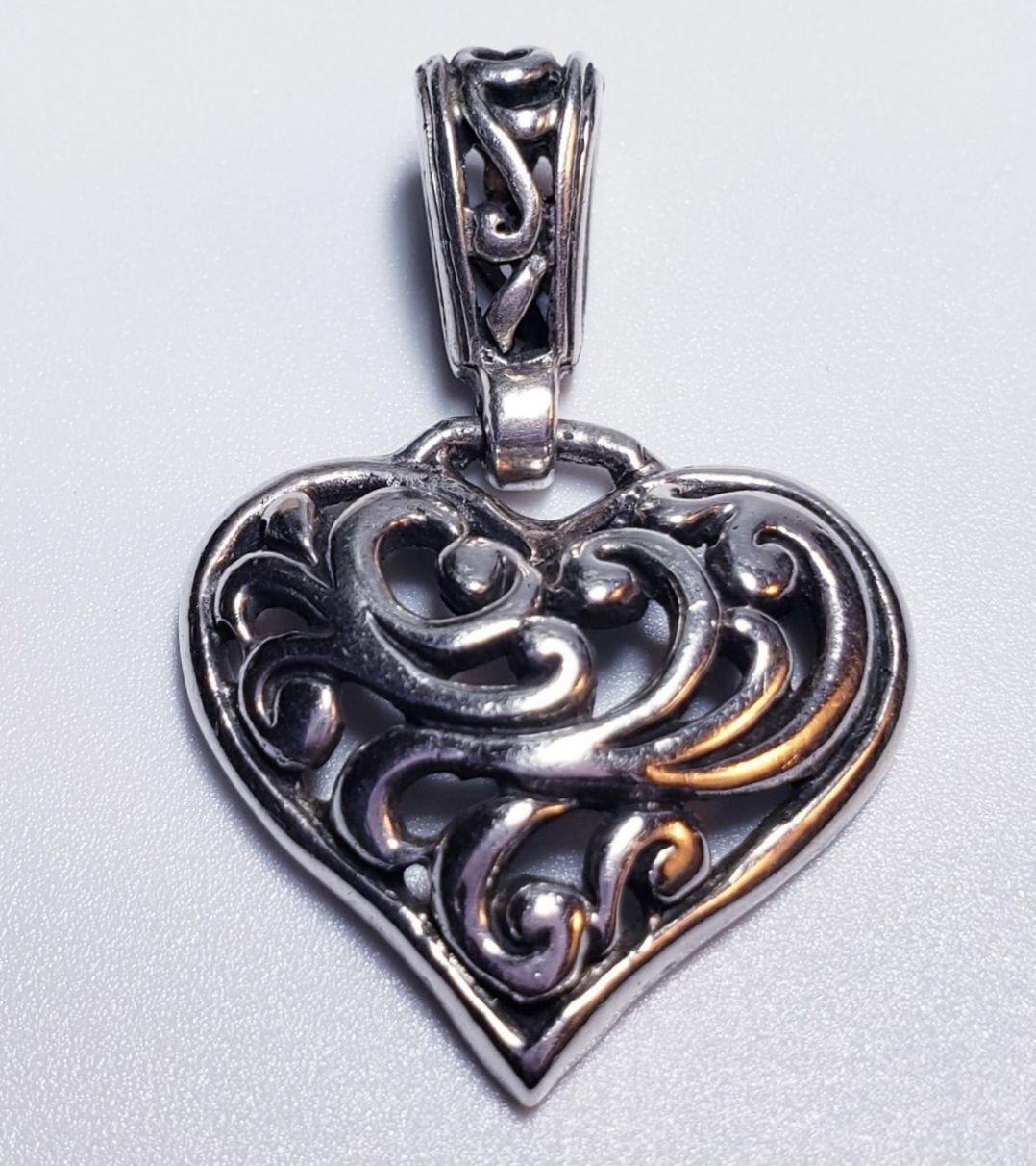 Vintage Sterling Silver Filigree Heart Pendant