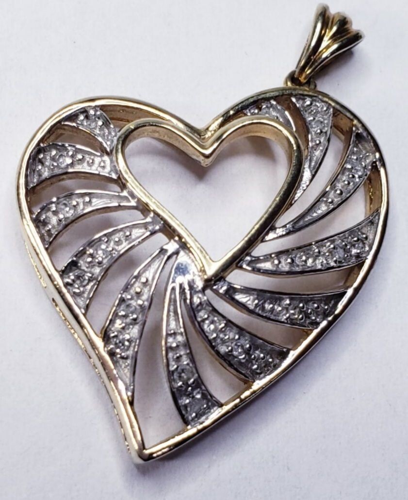 Sterling Silver Gold Vermeil Heart Cut-out Pendant