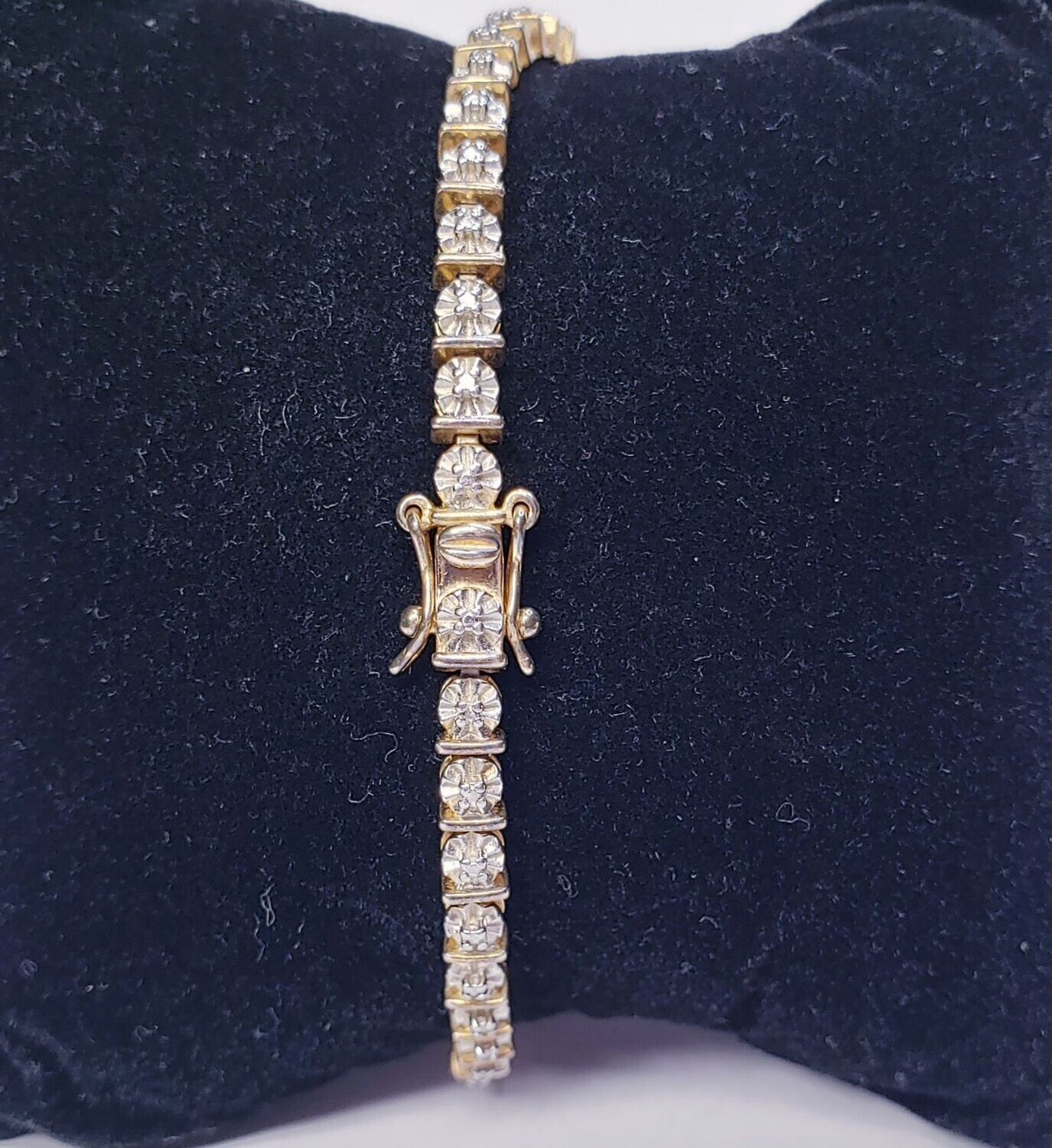 Floral Gold Vermeil Sterling Silver Tennis Bracelet 7.5"
