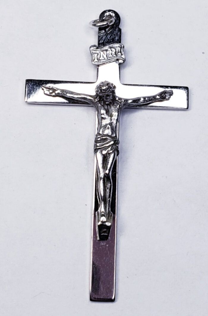 Vintage Sterling Silver Crucifix Cross Pendant 2.25"