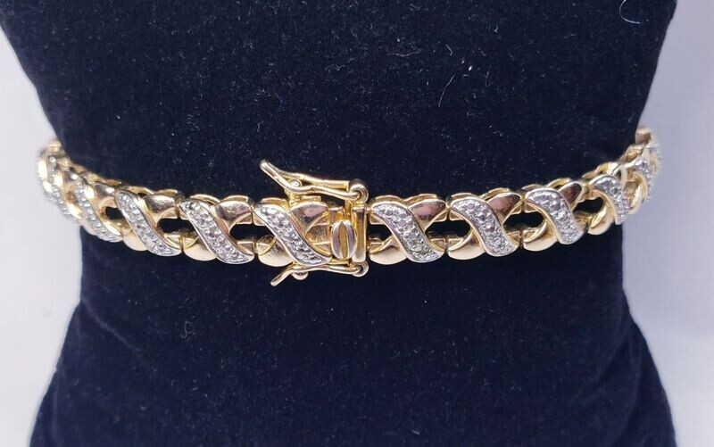 XO" XO" Gold Vermeil Sterling Silver Tennis Bracelet 7.75"