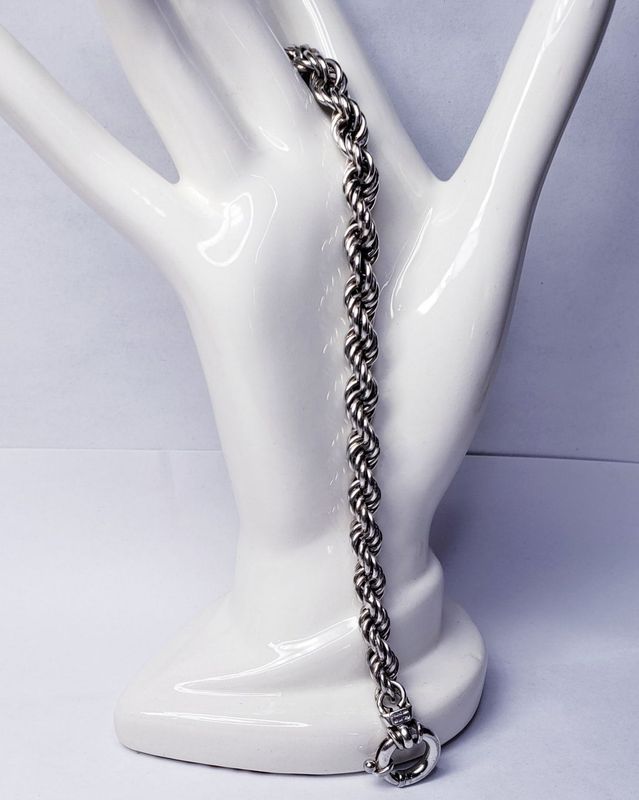 Italian Made Milor Sterling Silver Thick Rope Bracelet 8" Long.