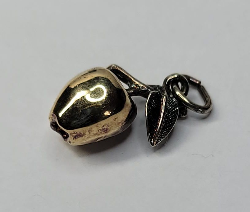 3D Apple Sterling Silver Charm