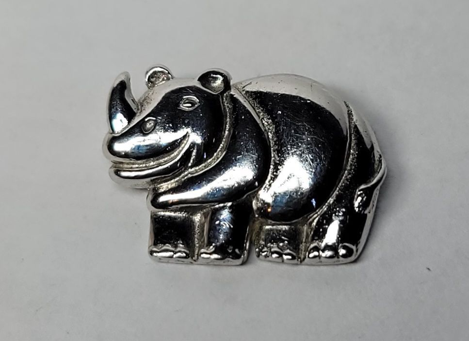 Rhinoceros Sterling Silver Charm Pendant