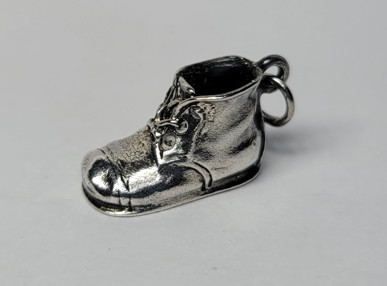 JOAN  Engraved Baby Boot Shoe Sterling Silver Charm