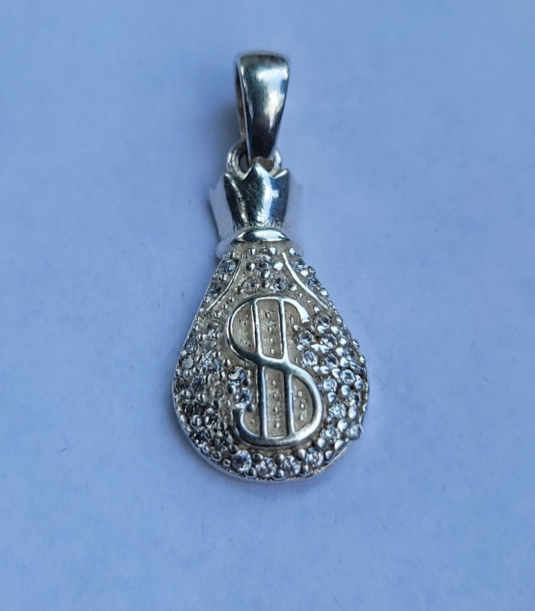 Money Bag Sterling Silver Fancy Pendant