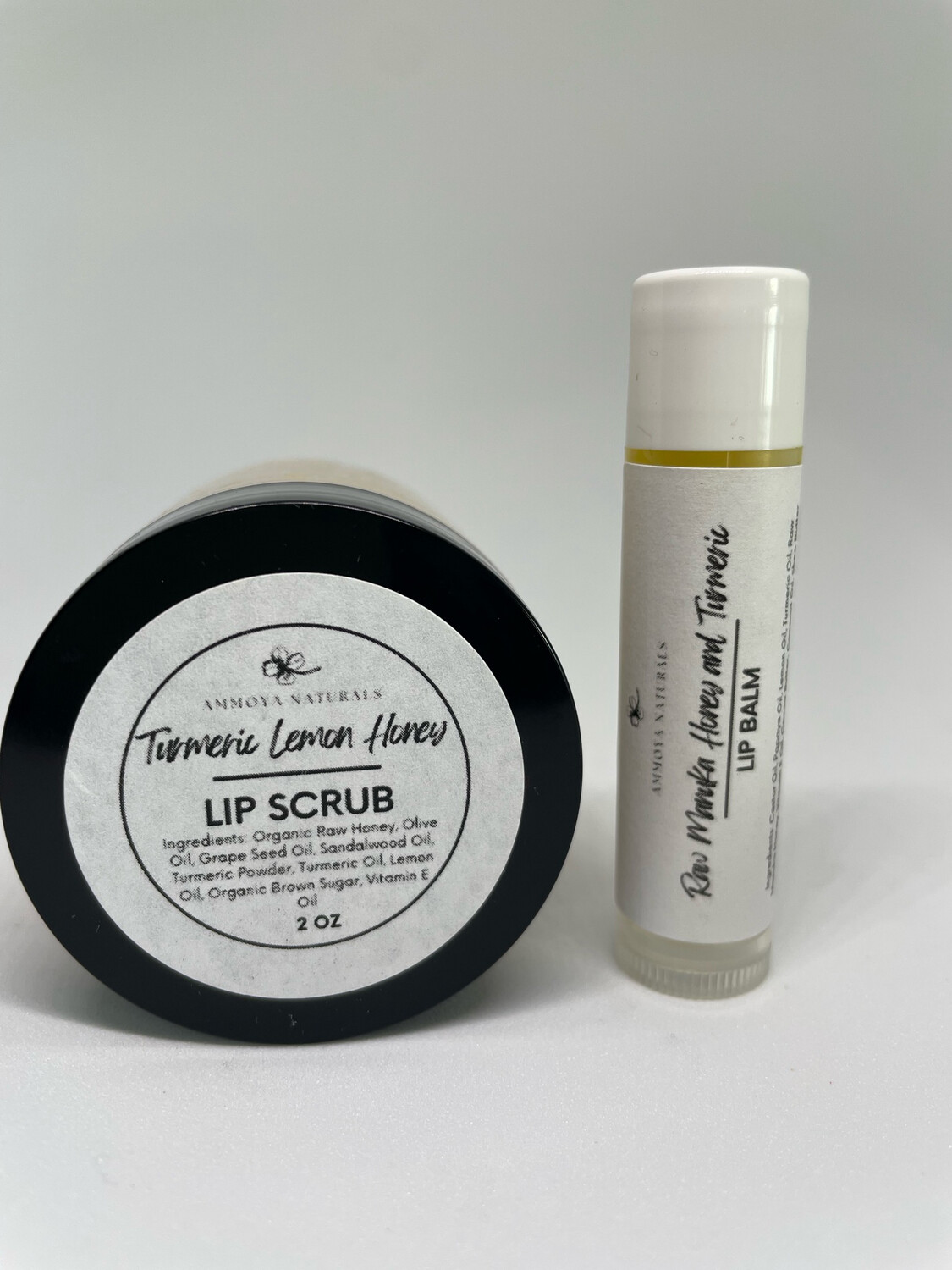 Raw Manuka Honey Turmeric Lip Scrub and Turmeric Lip Balm Set