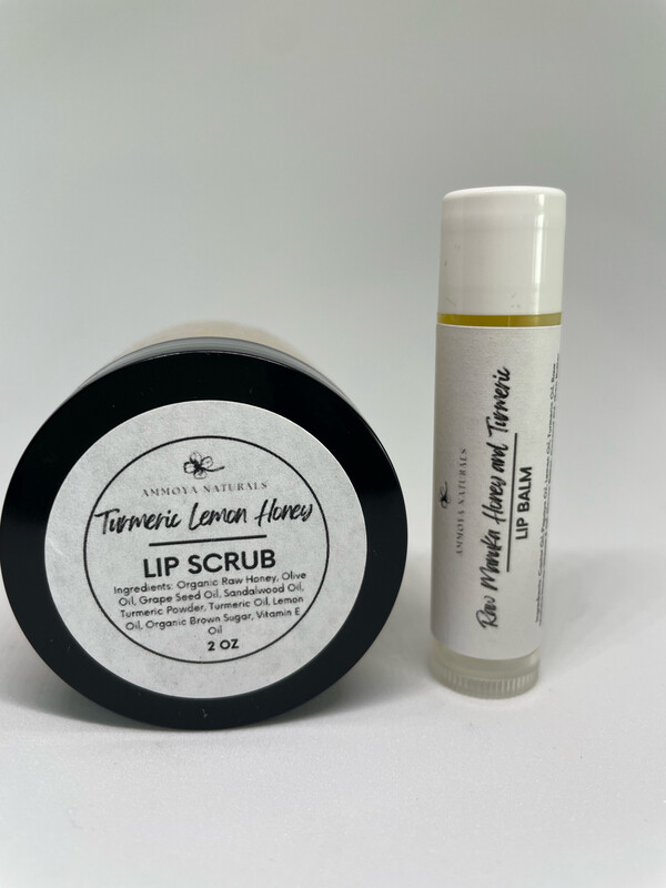 Raw Manuka Honey Turmeric Lip Scrub and Turmeric Lip Balm Set