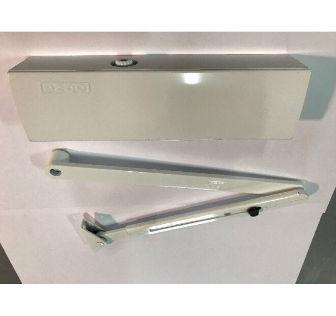 TCP090_CP91BLC Ferme-porte à bras de compas + Plaque fixation porte compas en blanc Technal pièce détachée