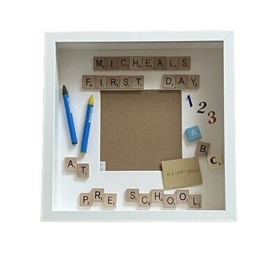 My First Day At School Scrabble Art Photo Frame|Personalised Frame