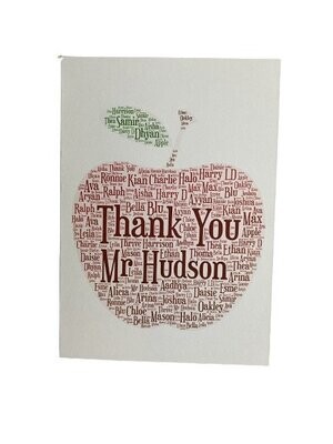 Teachers Apple Word Art Card|Personalised with your words.