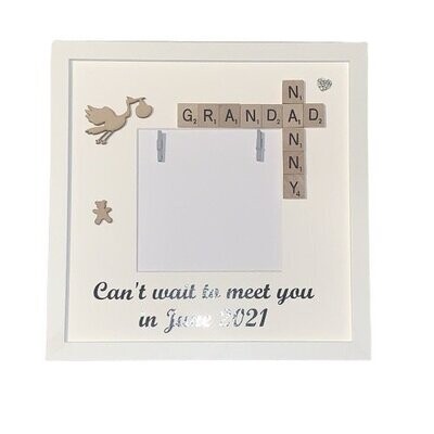 Can’t Wait To Meet You Baby Scan|Personalised Scrabble Frame for Family Members.
