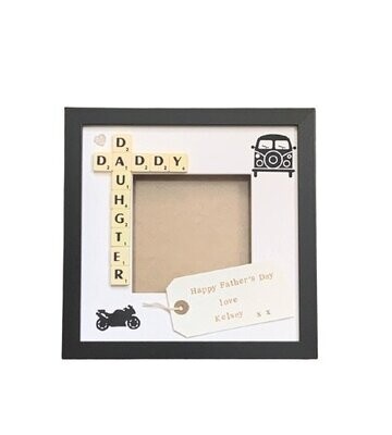 Daddy Daughter Personalised Photo Frame|Scrabble Art Frame for Dad