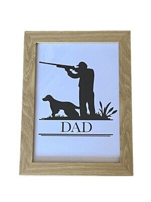 Shooting Man and Dog Silhouette Vinyl Print|Personalised with name.
