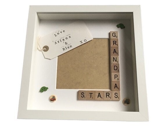 Grandad's Stars, Angels or Monsters Personalised Scrabble Art Photo Frame.