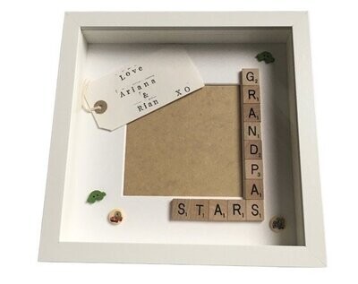 Grandad's Stars, Angels or Monsters Personalised Scrabble Art Photo Frame.